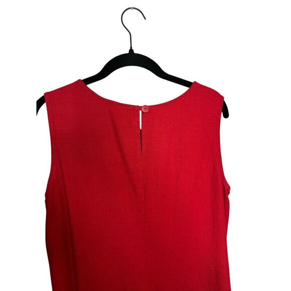 Carolina Colours Linen Blend Red Sleeveless Ankle Length Vintage 90s Dress Sz 14 - Picture 4 of 5